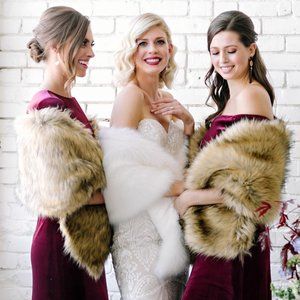 Faux Fur Shrugs - Chestnut